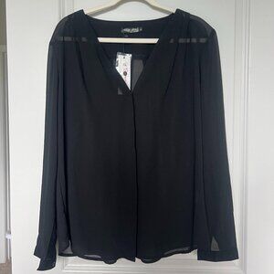 Urban Coco Sheer Long Sleeve Blouse Black XL